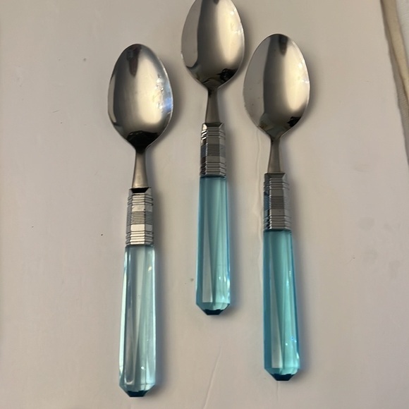 Vintage Jeweled Lucite Handle 5 pc Service for 2 plus extras Silverware Flatware - Picture 8 of 10